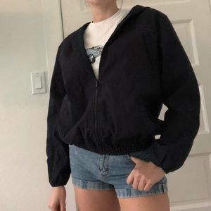 Brandy Melville navy canvas jacket with hood!